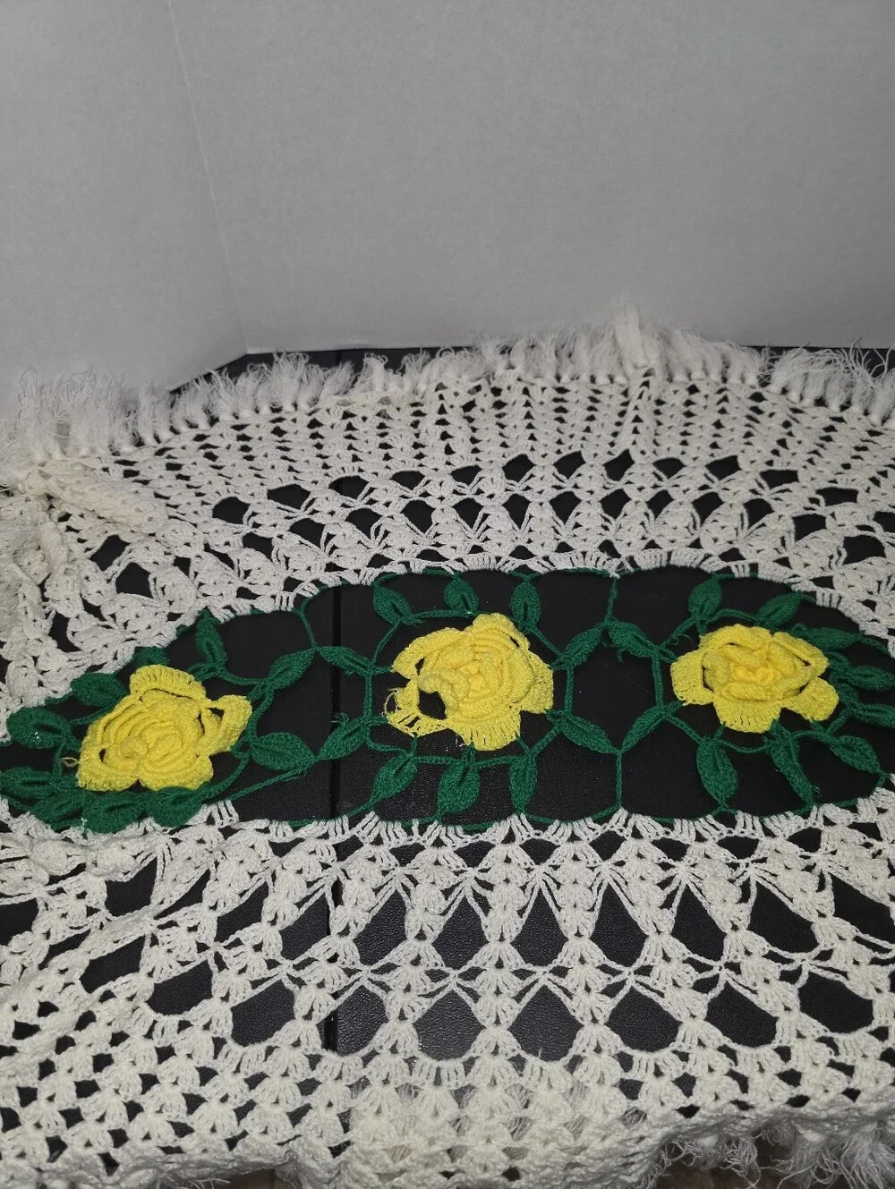 Vintage Handmade Crochet Doily Lot of 4 Large Floral Lace Table Mats